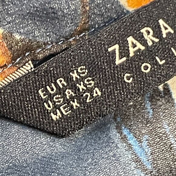 ~ ZARA  Sheer* XS Tunic Blouse/Dress Floral Botanical Boho Button Up Long Sleeve - Picture 13 of 16